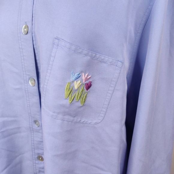 HSZ Studio Shirt 2X Button Up Floral Embroidered Top - Picture 4 of 7